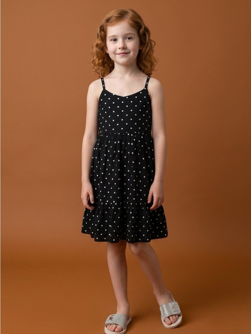 Gap Black Polka Dot Strappy Kids Dress - Picture 3 of 3